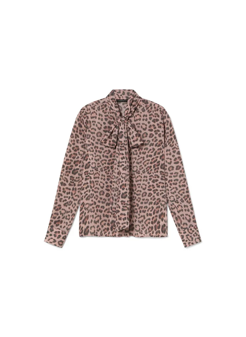 Lola Casademunt Animal Print Bow Blouse